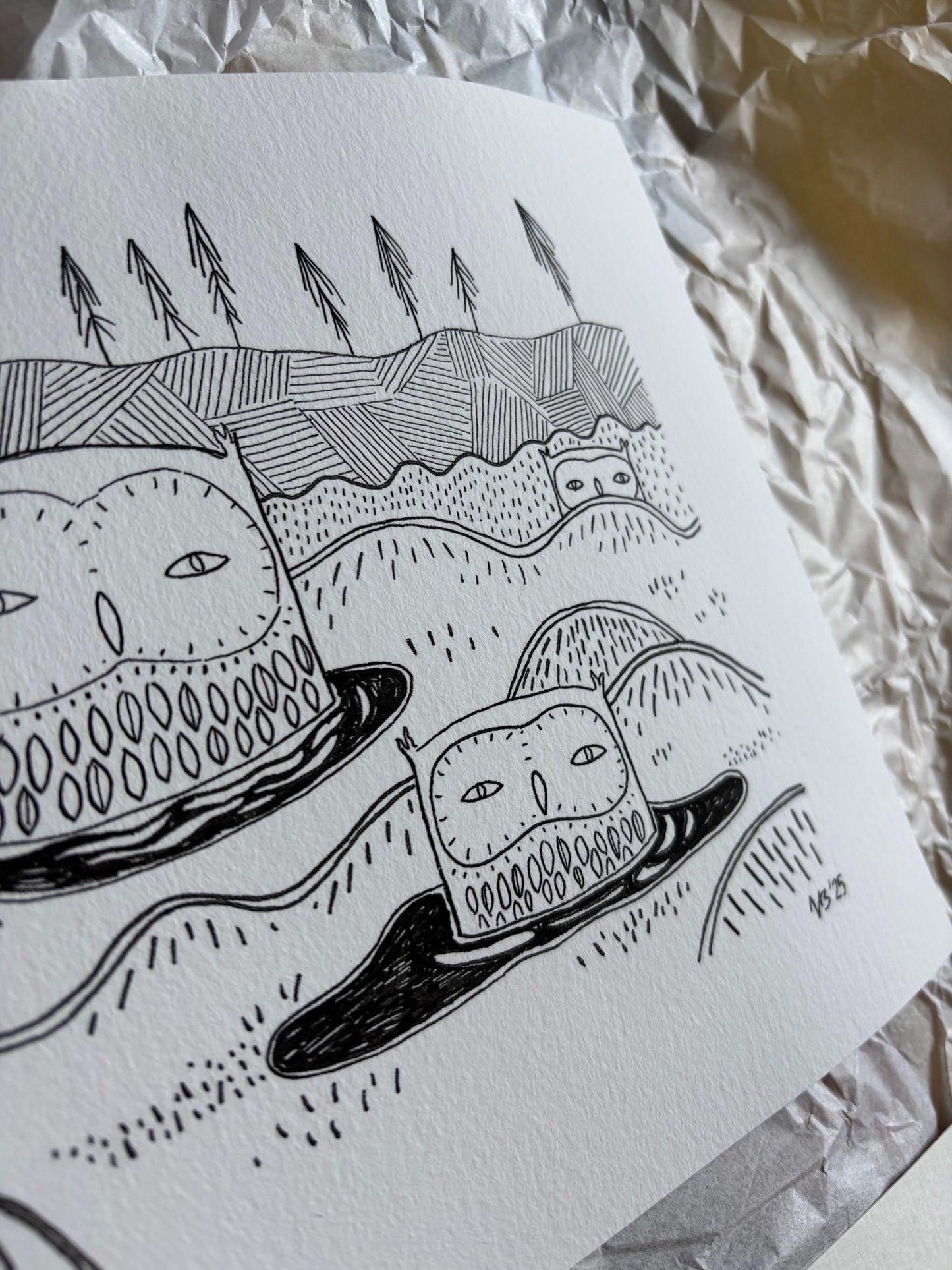 I Suspect Owls in the Bog (print, 7.9x9.8")