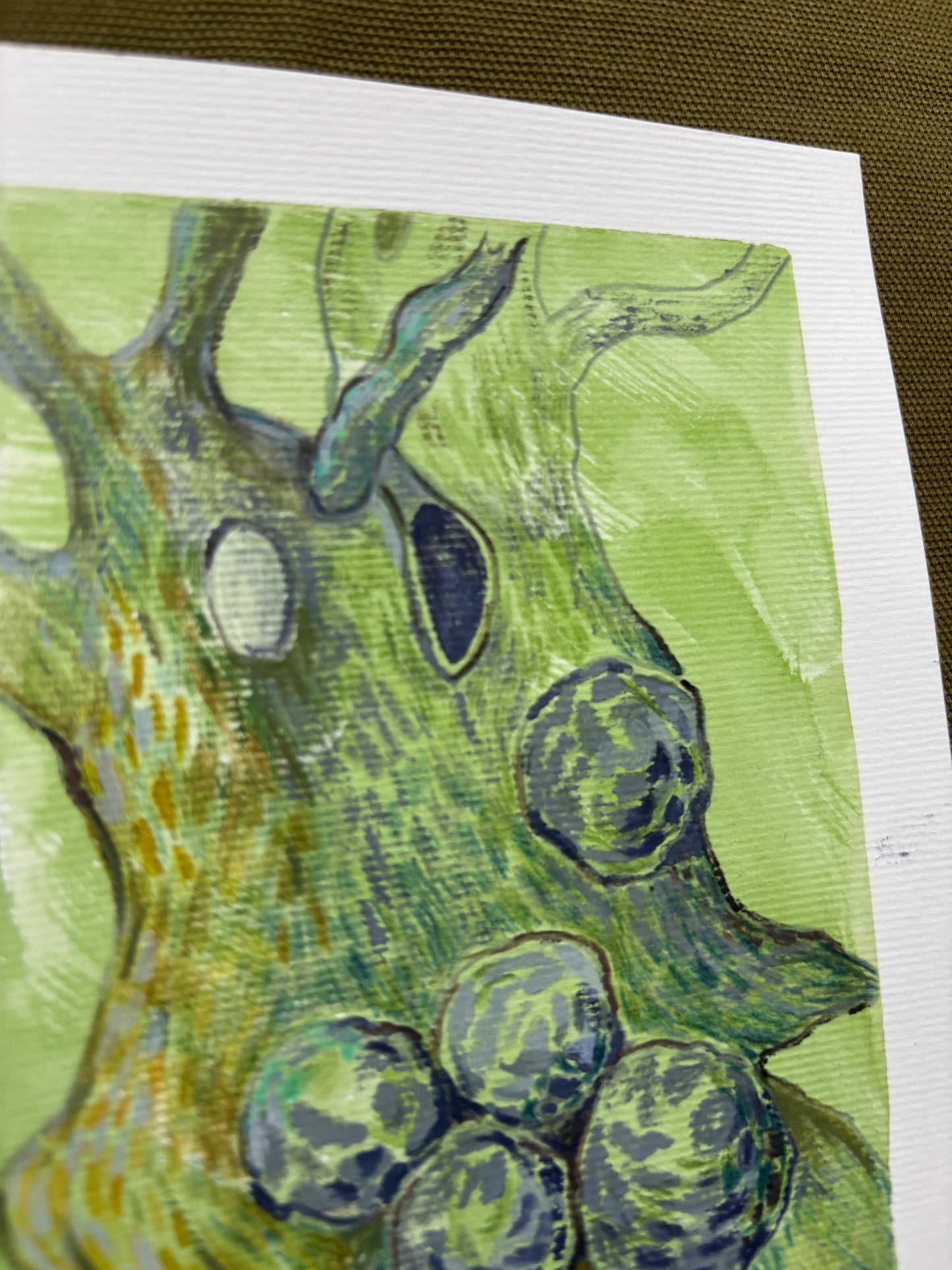 Goblin Tree (Green) - Mixed Media, 7in x 5in