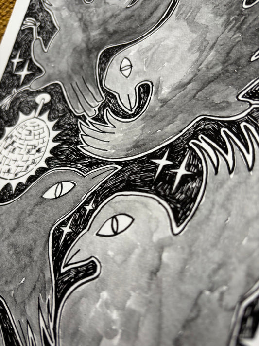 Midnight at the Crow Disco (print, 8x12")