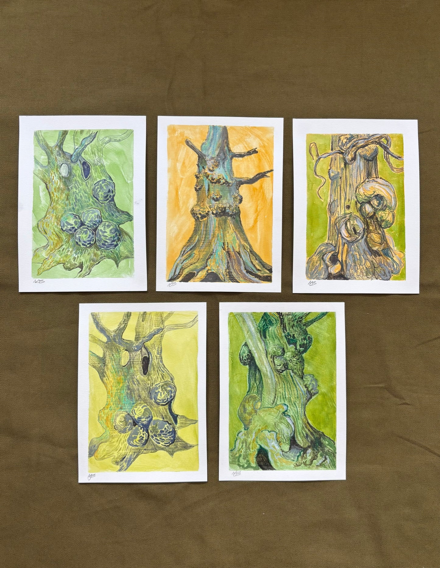 Goblin Tree (Yellow) - Mixed Media, 7in x 5in