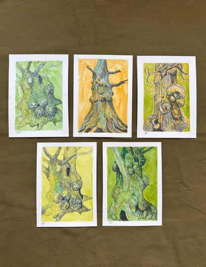 Goblin Tree (Yellow) - Mixed Media, 7in x 5in