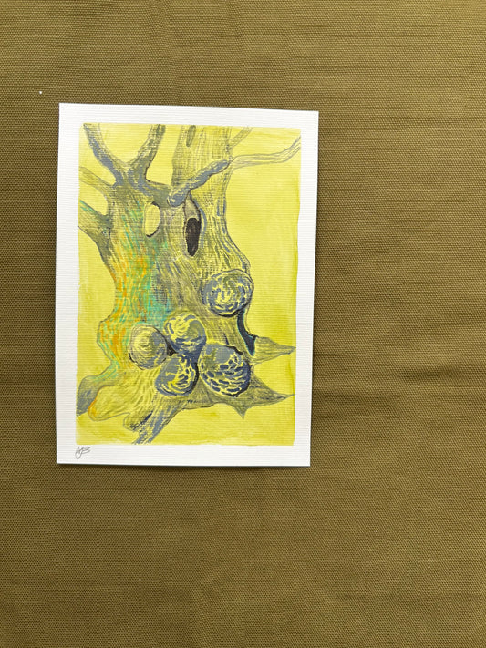 Goblin Tree (Yellow) - Mixed Media, 7in x 5in