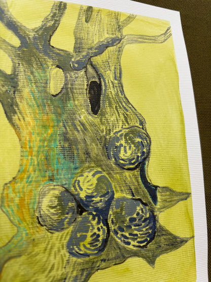 Goblin Tree (Yellow) - Mixed Media, 7in x 5in