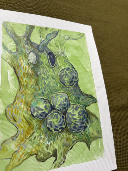 Goblin Tree (Green) - Mixed Media, 7in x 5in
