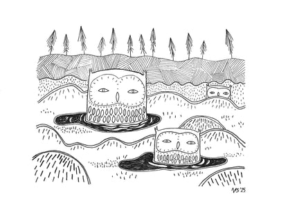 I Suspect Owls in the Bog (print, 7.9x9.8")
